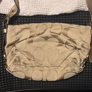 Coach Beige/Tan Signature Jacquard Shoulder Bag